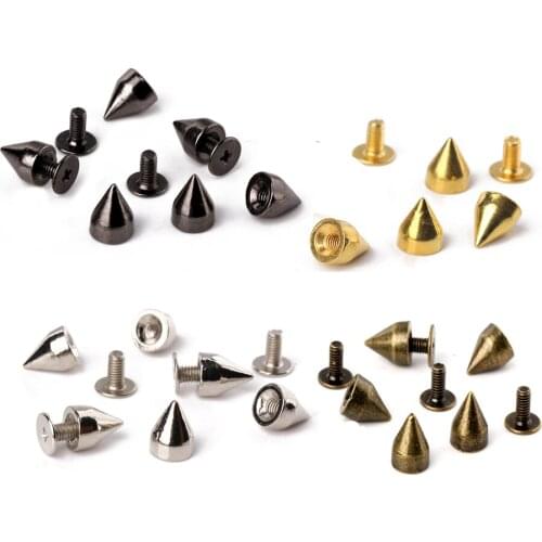 100pcs 7x9mm Rivet Studs Spots Cone Nailhead Bullet Punk Spikes Fit Leather Craft Bags Bracelet Clothing Shoes Collars DIY