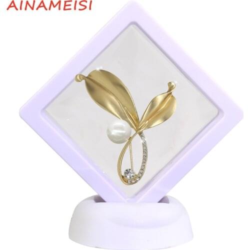 AINAMEISI New Fashion Asian Gold Double Leaf Pearl Brooch Accessories Hot Selling Ladies Jewelry Headband Buckle Alloy Brooch