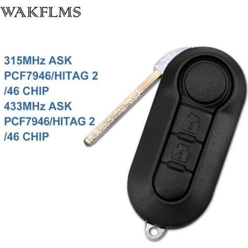2 Buttons 315MHz 433MHz PCF7946 / HITAG 2 / 46 CHIP Flip Car Key Fob Auto key For Fiat 500 Grande Punto Florino