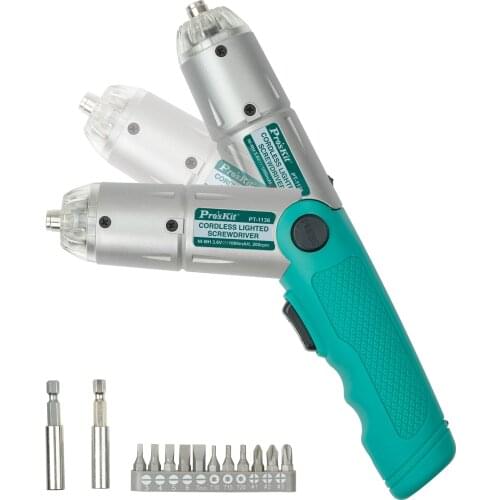 ProsKit PT-1136F Cordless Electric Screwdriver Rechargeable NI-MH Battery Screwdriver Power Tools Wiht LED Lights