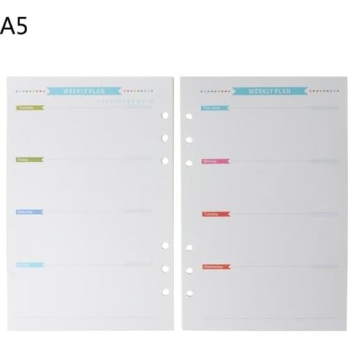 6 Holes Loose Leaf Notebook Spiral Planner Refill Inner Paper for A5 Pages Diary Weekly Monthly Plan To do List Colorful Pattern