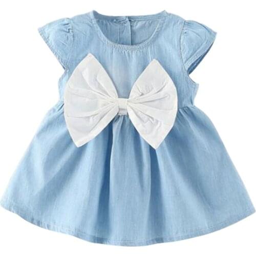 Children Cotton Girls Dress 2020 Summer Princess Bowknot Dress Tunic Children Costume For Kids Dresses Clothing