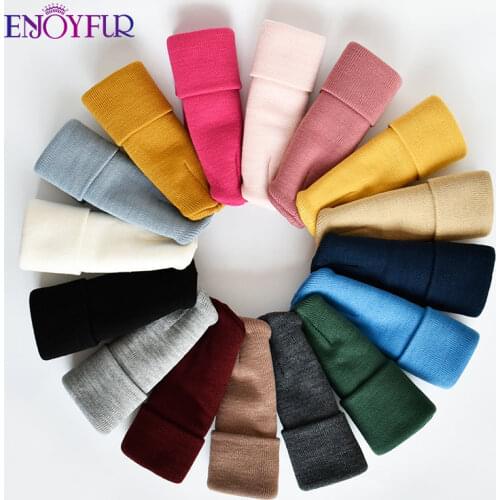 ENJOYFUR Women Autumn Winter Knit Hats Unisex Warm Casual Brand Men Beanies Male Female Couples Outdoor Sport Hip Hop Bonnets