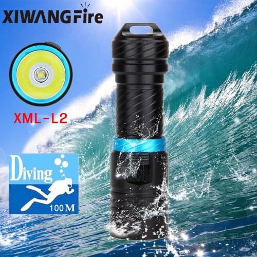 100M Diving Flashlight Torch L2 Led Rechargeable flashlamp use18650 or 26650 battery Underwater Lamp Hunting Waterproof Lantern