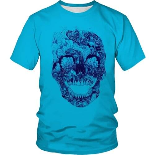 New Mens Summer Skull Print Mens Short-Sleeved T-Shirt 3D Printing Mens T-Shirt Casual BreatHable Funny Oversized Shirt