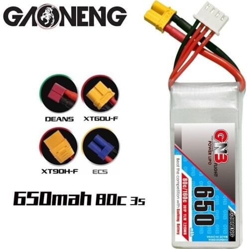 GAONENG GNB 11.1V 650mAh 80C MAX 160C 3s Lipo Battery XT30 Plug for FPV Racing Drone RC Quadcopter Helicopter Parts