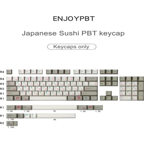 Enjoypbt Keycap Japanese Sushi PBT Material Cherry Profile 117 Keys Keycap Set For Most Mechanical Keyboard