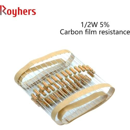 100Pcs 1/2W Carbon Film Resistor Set 0R-22M 5% Tolerance 680K 2M 6.8M 9.1M 12M 15M 2 Ohm Electronics Resistance Assorted Diy Kit