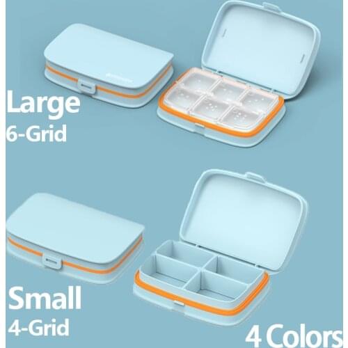 1PCS 4 Colors Tablet Medicine Box Holder Storage Organizer Splitters Pill Container Case Pill Box Splitters Compartment Travel
