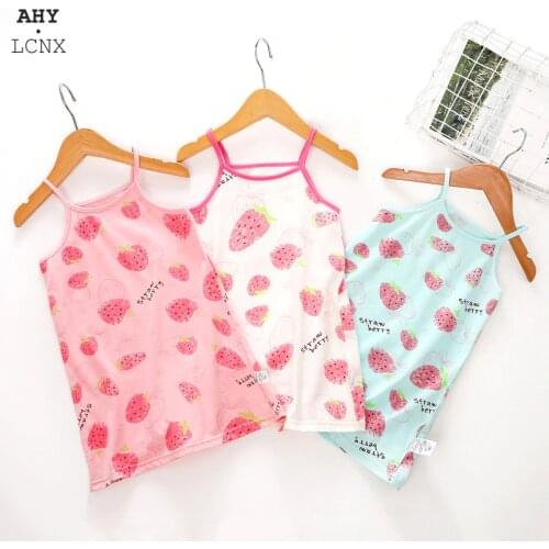 Fashion Summer Thin girls Sling Pajamas Cute Children Sleepwear Cartoon Printed Cotton Princess Nightgowns Kids Home Baby Cloth
