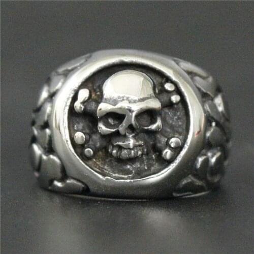 Support Drop Ship Fire Flame Biker Skull Ring 100% 316L Stainless Steel Jewelry Men Boys Ghost Skull Ring