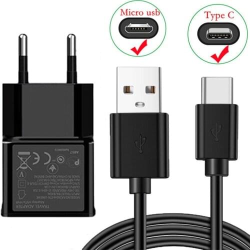 5V 2A USB Charger Wall Adapter Type C Micro Charge Cable For Samsung Galaxy Z Flip Fold2 S7 S4 Tab A 8.0 A5 A7 A10 M20 A30S A51