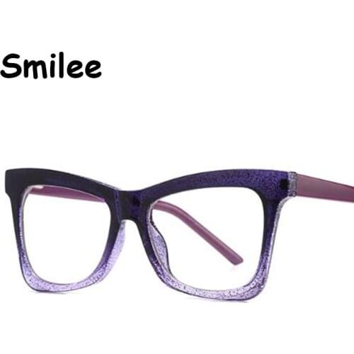 Glitter Purple Blue Light Glasses 2020 Luxury Brand Square Optical Frame Fashion PC blocking ray from phone gaming glasses bezel