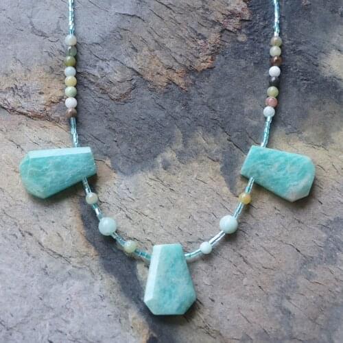 New Amazonite Stone Pendant Choker Necklace Women Girls Gift, Apatite, Dream Amethysts, Aquamarines Pendant Necklace