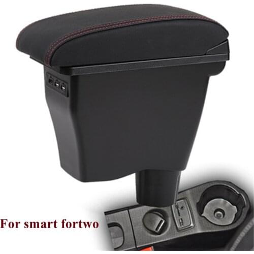 For Smart fortwo Armrest box For smart forfour Car Armrest Retrofit parts Interior Storage box 3USB Simple installation