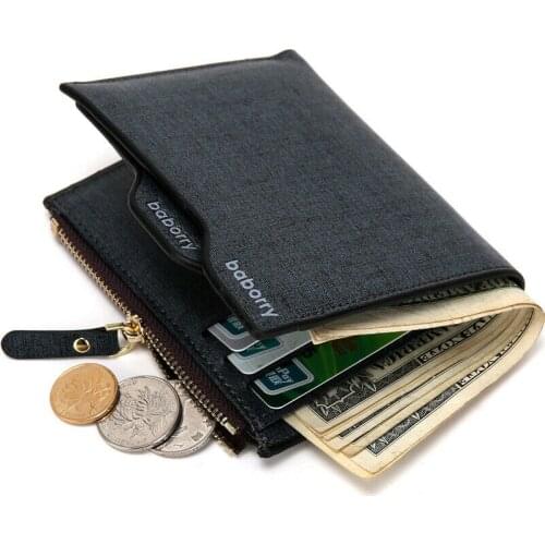Hot Men Leather Wallet For Coin Pocket Wallet ID Card Holder Purse Clutch With Zipper Men Wallet Short Multi-function Card Bag