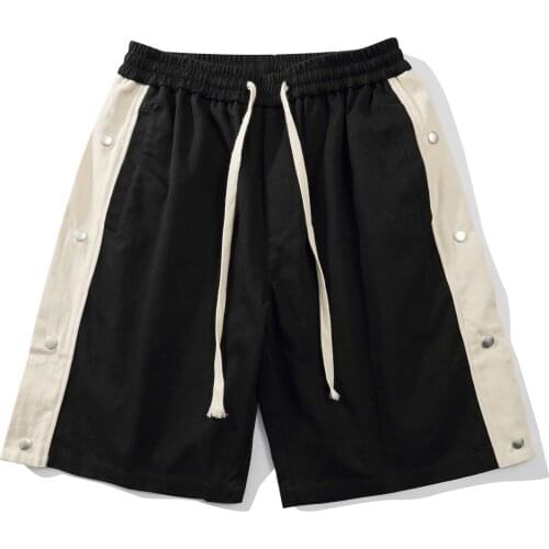Summer 2021 Streetwear Loose Fit Mens Hip Hop Short Pants Breasted Shorts For Man Sportswear Men Trousers Black Fashion Pant