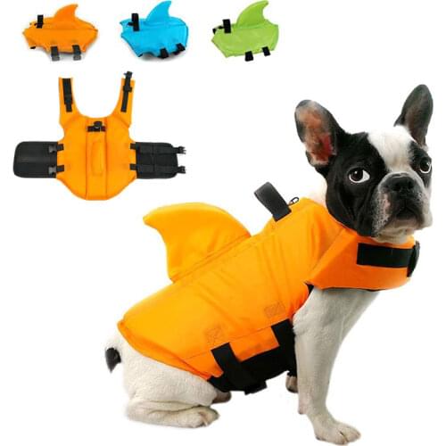 Dog Life Jacket for Large Medium Dogs Shark Shaped Outdoor Pet Clothes Safety Pet Swimming Suit Comfortable soft Dog Bathing Set