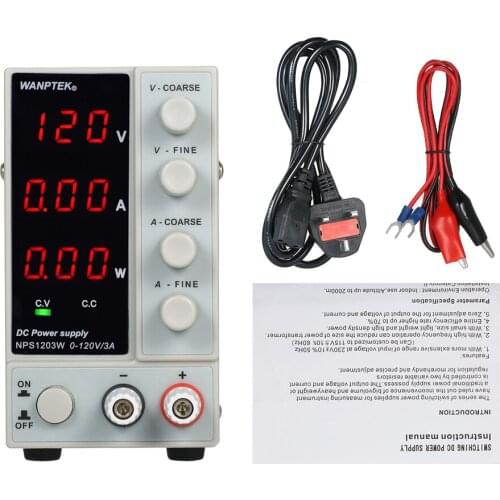 WANPTEK Switching DCPower NPS1203W 0-120V 0-3A Supply LED 3-digits Display High Precision Mini Power Supply AC115V/230V 50/60Hz