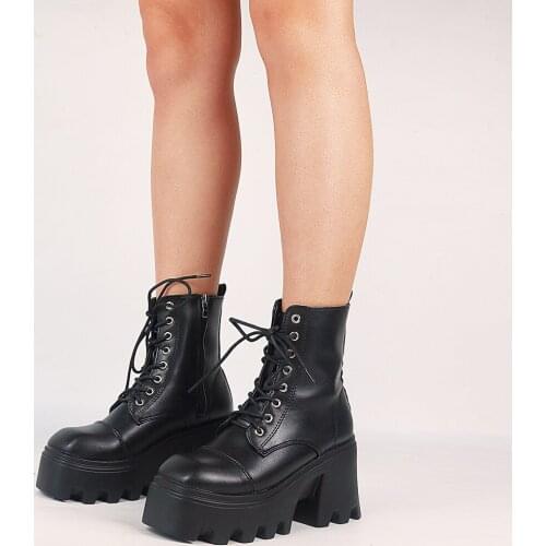 LapoLaka Modern Boots Square Heel Zip Black Ankle Boots Platform Comfy Street Battle booties Woman Shoes Large Size 43