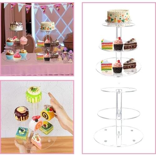1Pc Acrylic Round Transparent Multifunction 3-Tier Cake Stand For Wedding Birthday Home Party Desktop Decor Kitchen Bake Supply