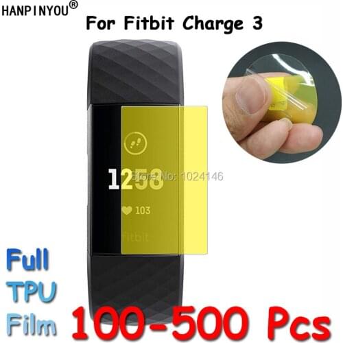 100 Pcs/Lot For Fitbit Charge 3 Charge3 Smart Watch Band Bracelet Clear Soft TPU Full Cover Film Screen Protector
