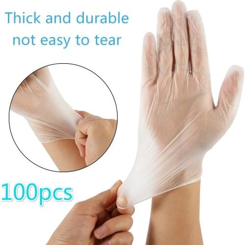 100pcs/pack Disposable Gloves Food Grade Transparent PVC Household Eco-friendly Hand Skin Protective Thickened Anti Dust Gloves