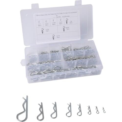 180pc Industrial Mechanical Hitch Hair R Cotter Pin Tractor Clip Assortment