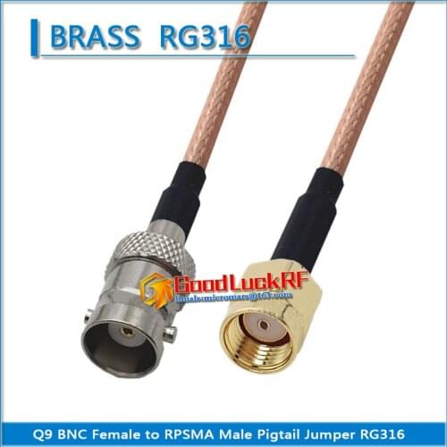 1X Pcs Q9 BNC Female To RP SMA Male Plug Pigtail Jumper RG316 Extend Cable RF Connector Q9 to RP-SMA RPSMA Low Loss
