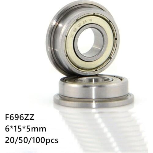 20/50/100pcs F696ZZ F696Z F696 Z ZZ F696-ZZ 6x15x5mm Flange Deep Groove Ball Bearing Miniature 6*15*5mm