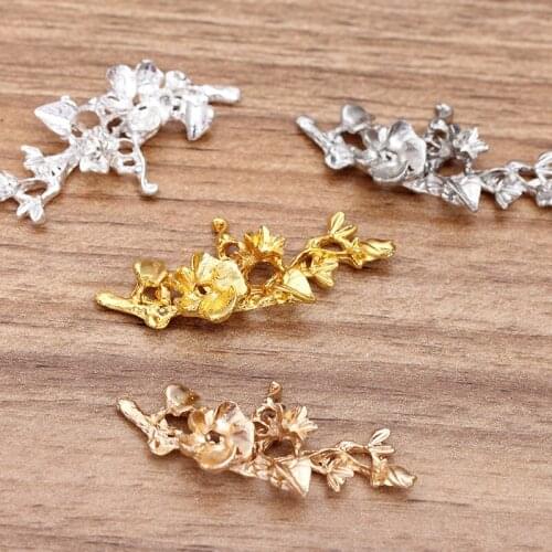 20 Pieces/Lot 44*20mm Metal Flower Bridal Hairwear Making Materials Diy Jewelry Accessories