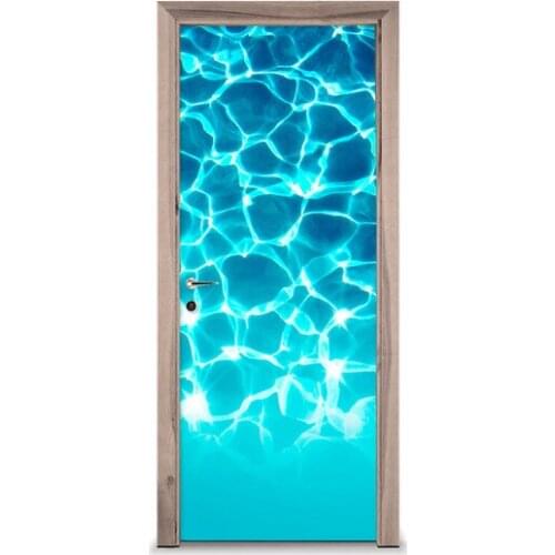 3D Door Sticker Blue Sea Wall Sticker DIY Door Cover Kitchen Home Decoration Accessories Modern 3d Wall Stickers