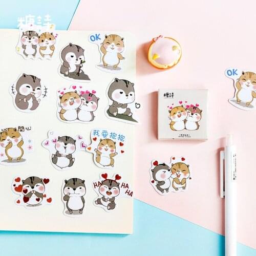 45PCS/box New Lovely Chipmunks Diary Paper Lable Stickers Crafts And Scrapbooking Decorative Lifelog Sticker DIY Stationery