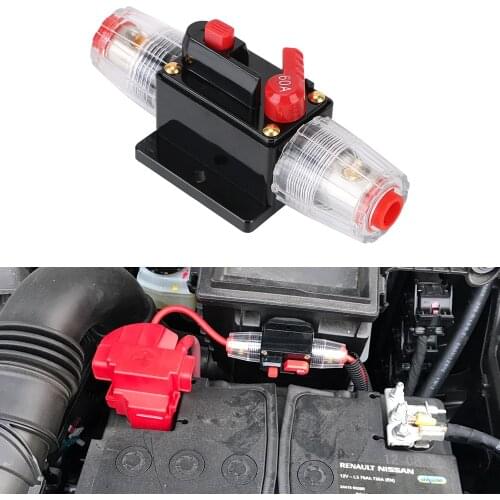 Fuse Adapter 12V/24V Car Truck Audio Amplifier Stereo Amplifier Refit Resettable Insurance 60A 100A Circuit Breaker Fuse Holder