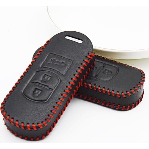 Genuine Leather Car Key Fob Key Case Cover For CX-5 CX-7 MX5 6 GH Axela CX 3 7 5 CX7 CX5 Demio 2017 Smart Key Shell Accessories