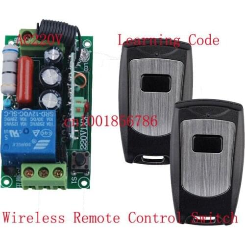 Free Shipping 220V 1CH 10A Radio Wireless Remote Control Switch Learning Code With 2pcs Waterproof Transmitter Output Adjusted