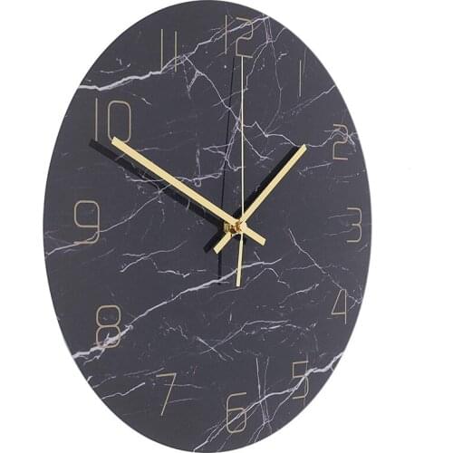 Silent Wall Clock Nordic Decorative Marble Printing Mute Round Hanging Clock Home Decoration