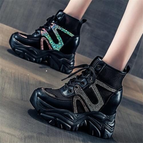 PPlatform Shoes Womens Leather Platform Wedge Sandals Rhinestone Fashion Sneaker Summer Ankle Boots Creepers 34 35 36 37 38 39