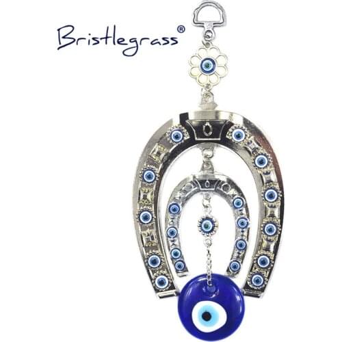 BRISTLEGRASS Turkish Blue Evil Eye Horseshoe Flower Amulets Lucky Charms Wall Hanging Pendant Pendulum Blessing Protection Decor