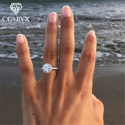 CC Rings For Women Fashion Jewelry Round Stone Cubic Zirconia Ring Bridal Wedding Engagement Charms Bijoux Drop Shipping CC2108