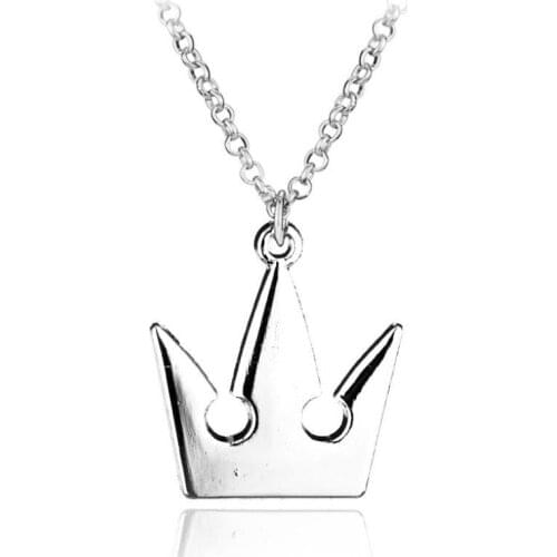 1pc Cartoon Kingdom Hearts Silver Plated Royal Crown Pendant Necklace Fashion Sora Chain Necklace for Women Men Figure Toys Gift