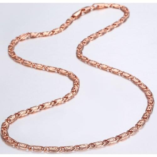 Trendsmax 4.5mm Necklace For Women Girl 585 Rose Gold Link Chain Necklace Woman Fashion Jewelry Valentines Gifts 18-36inch GN216