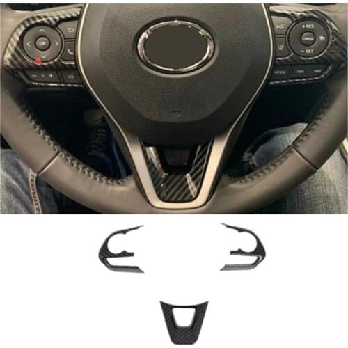 3PCS SET For Toyota Corolla 2019-2021 Steering Wheel Cover Trim ABS Carbon Fiber Look