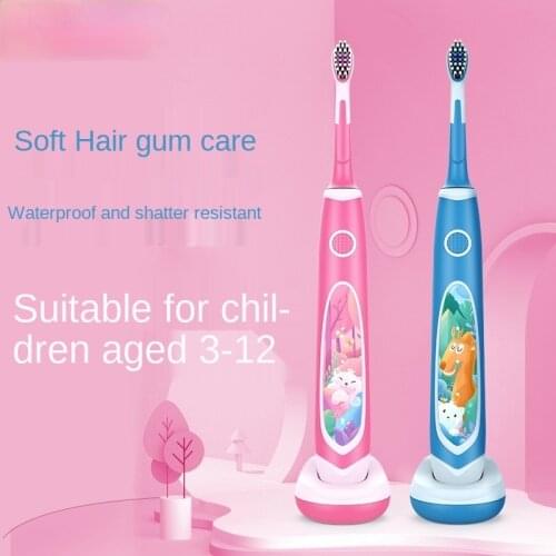 Childrens Cartoon Waterproof Wireless Charging Button Type Cartoon Automatic Intelligent Sonic Electric Toothbrush Set Xaiomi