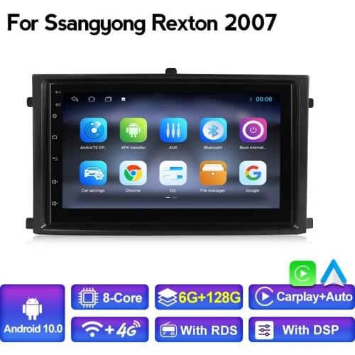 DSP Andorid 10 Car Radio Player 6+128G 4G LTE WIFI For Ssangyong Rexton 2007+ Navigation GPS Car Multimedia Player DVR OBD TPMS