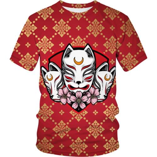 2021 New t shirts 3D Print Japanese style kids boys T shirt Men Geisha Warrior Casual Streetwear Boy T-shirt women Tshirt Tops