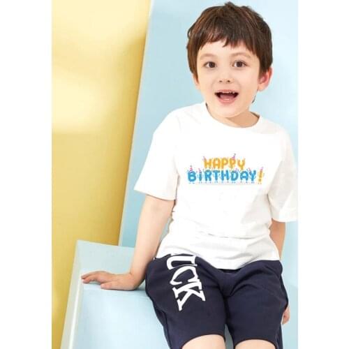 Boy T shirts Birthday Outfits Childrens T-shirt Infant Toddler Boy Girl White Cotton Tshirt Child Teens Tops Summer Clothes Tee