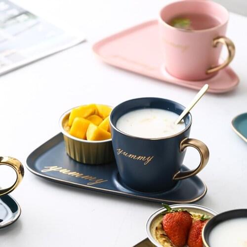 Ceramic Coffee Set with Spoon and Saucers Home Afternoon Milk Cup Tea Cups Nordic Style Elegant Drinkware Christmas Gifts