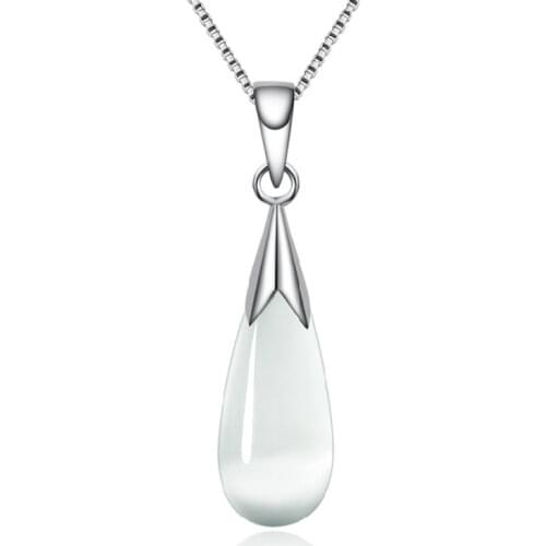 925 Silver Chains And Necklaces For Women Neck Jewelry White Pink Water Drop Crystal Retro Pendant Wedding Party Birthday Gift