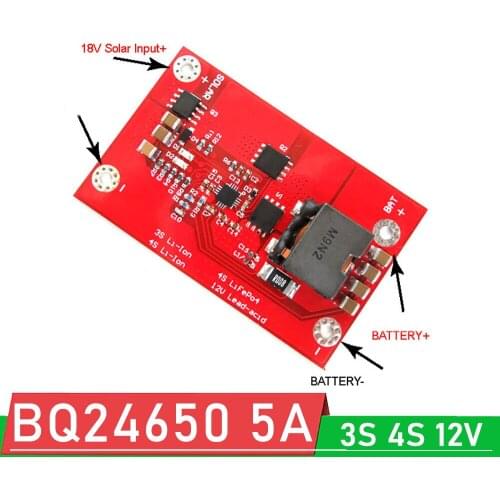 BQ24650 5A MPPT Solar panel Controller Buck 3S 4S 11.1V 12V Li-ion LifePo4 lithium Battery Charging Board 18v Solar charger